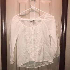 Button up white long sleeve blouse